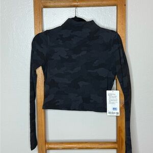 lululemon athletica Black Camouflage Mock Neck All Aligned Long Sleeve Crop